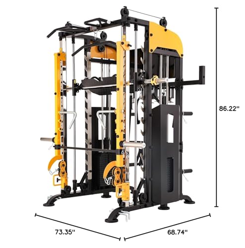 Altas Strength Smith Machine with Lever Arms Pulley Ratio 2:1 Squat Rack Pull Up Bar Upper Body Strength Training Leg Developer Light Commercial Home Gym Strength Training 3061B