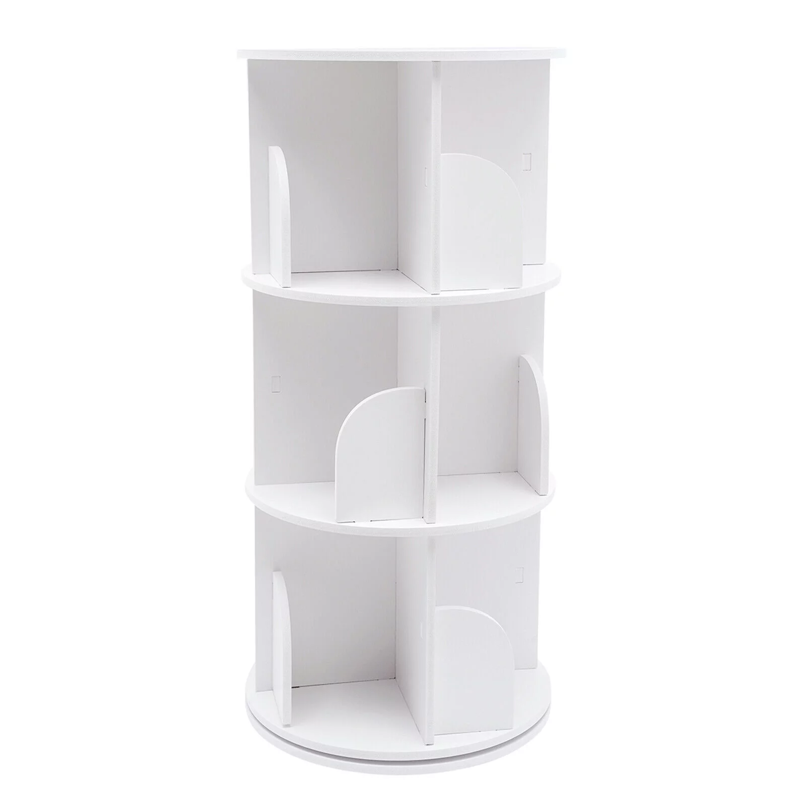 Oukaning 3-Tier 360°Rotating Bookshelf Freestanding Display Rack Bookcase Storage Shelf White
