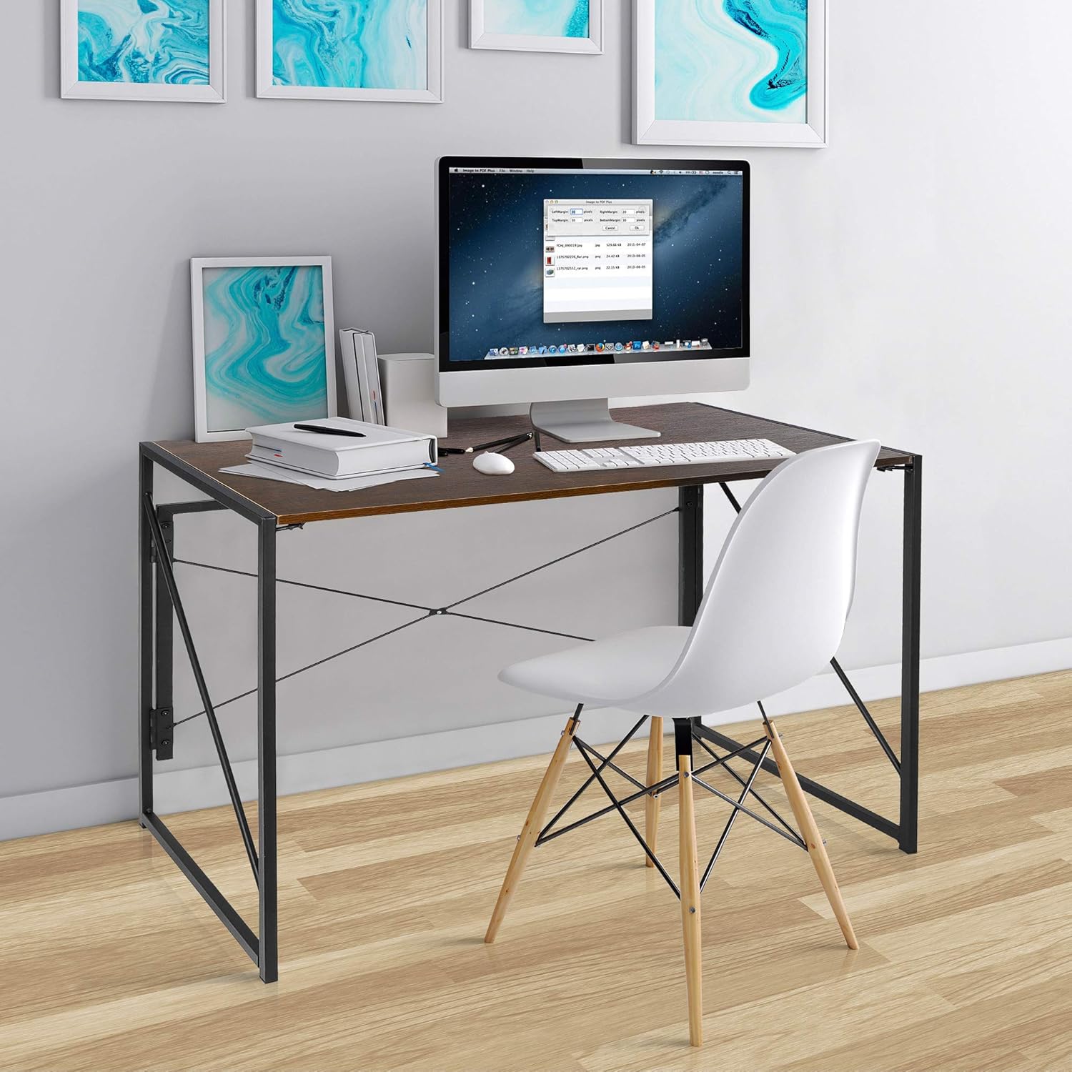 Folding Computer Desk Writing Table Study Work Station Portable Notebook PC Laptop Standing Desk Home Office, Espresso