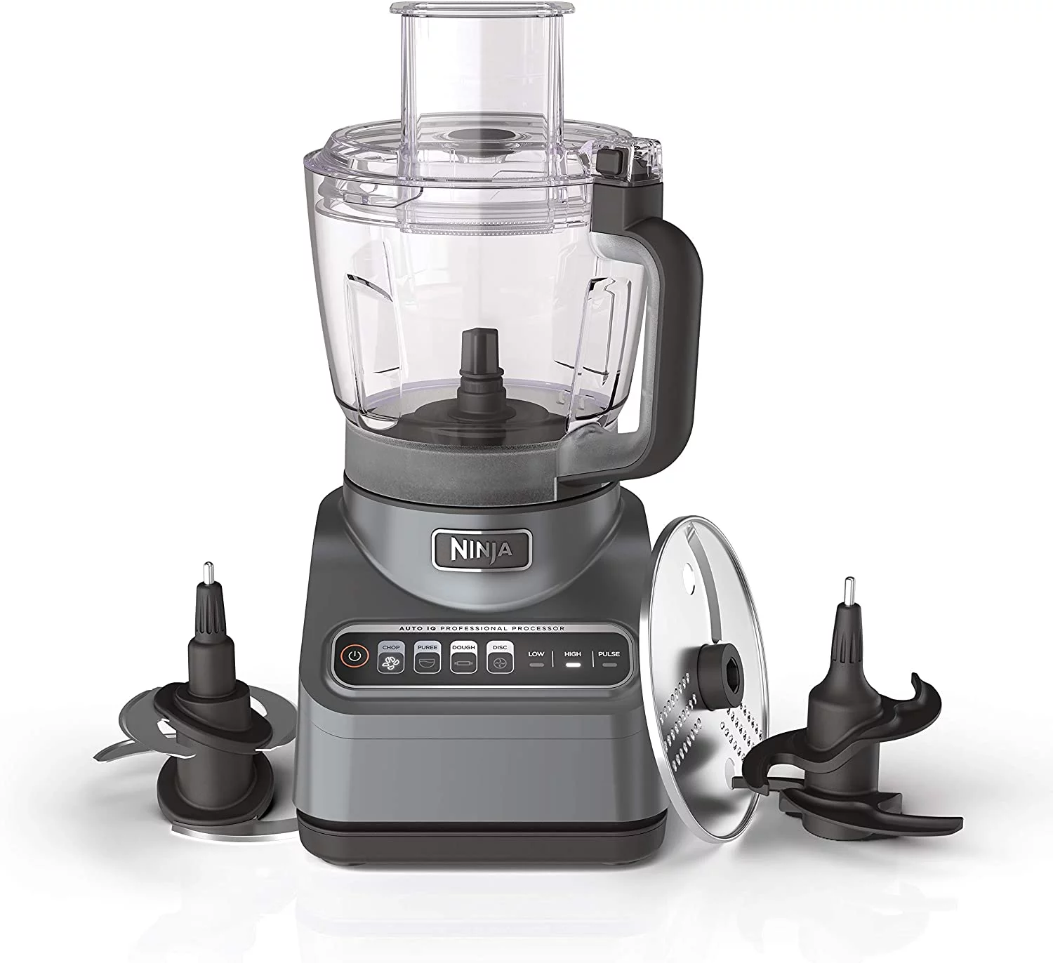Restored Ninja BN601 Plus Food Processor 1000 Watts Autoiq, Chop Slice Shred, 9Cup Silver Stainless (Refurbished)