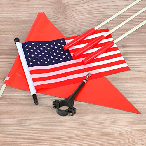 Safety Flag for Bike Trailer, 6 Foot Heavy Duty Fiberglass Bike Flag Pole, Tear-Resistant Polyester and Water Proof Bicycle Flag