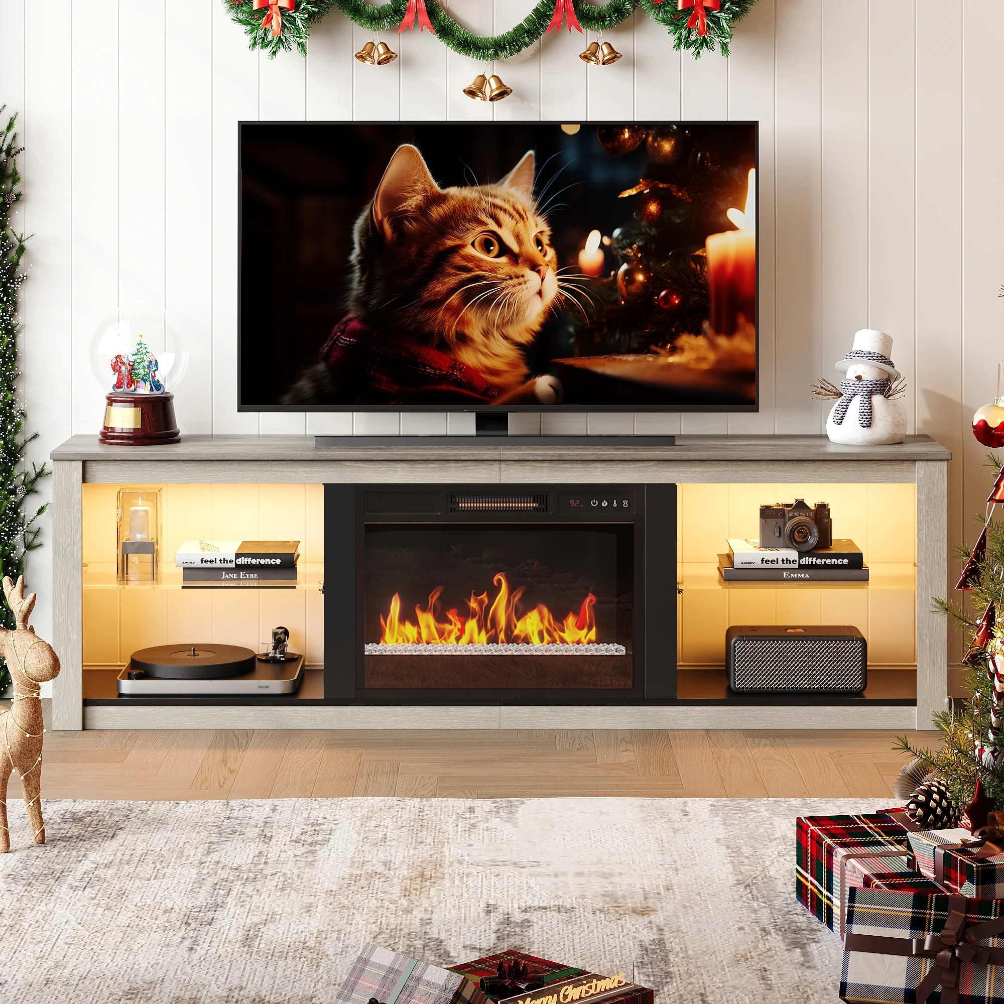 Bestier Modern Electric Fireplace TV Stand for TVs up to 75