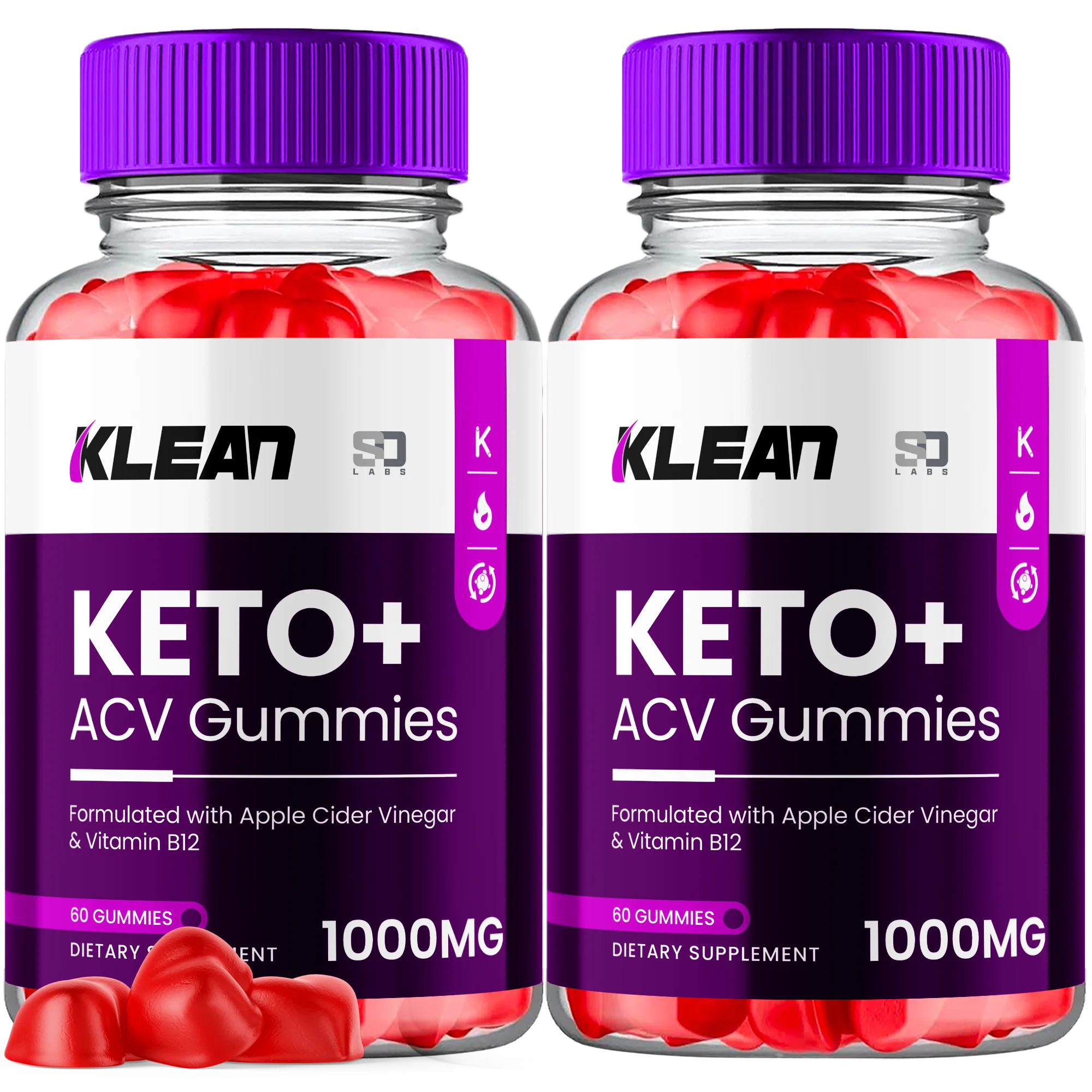 (2 Pack) Klean Keto ACV Gummies - Apple Cider Vinegar Supplement for Energy and Focus - Klean Keto Active Multivitamin Supplement Gummies for Ketosis with Folic Acid (120 Gummies)