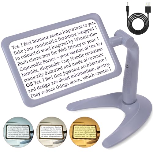 Magnifying Glass with Light, Page 5X Folding Handheld Rectangular Magnifier with 48 Lights for Reading Books & Close Work, Ideal Lighted Magnifying Gift for Low Visions