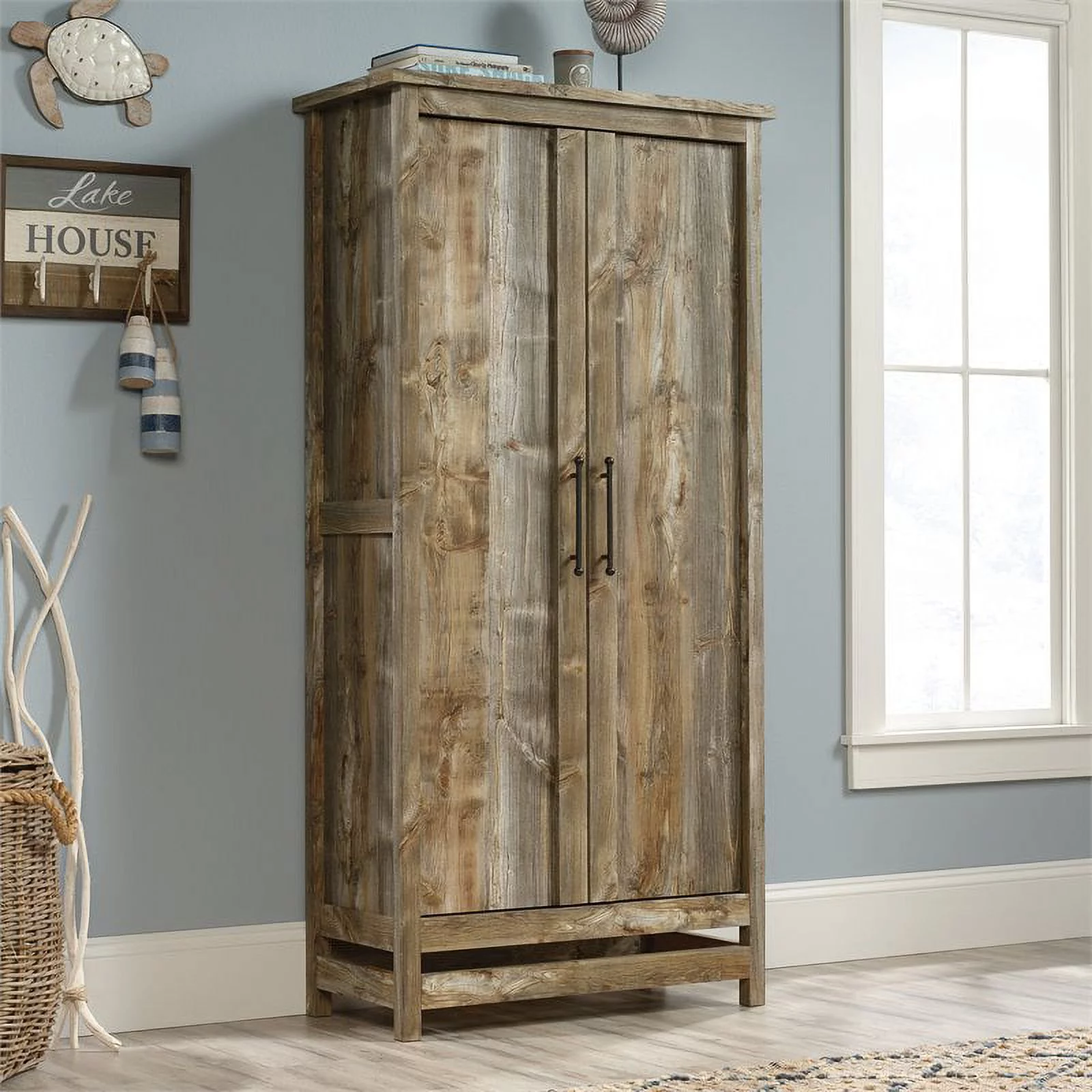 Pemberly Row Modern Engineered Wood Storage Cabinet in Rustic Cedar/Brown
