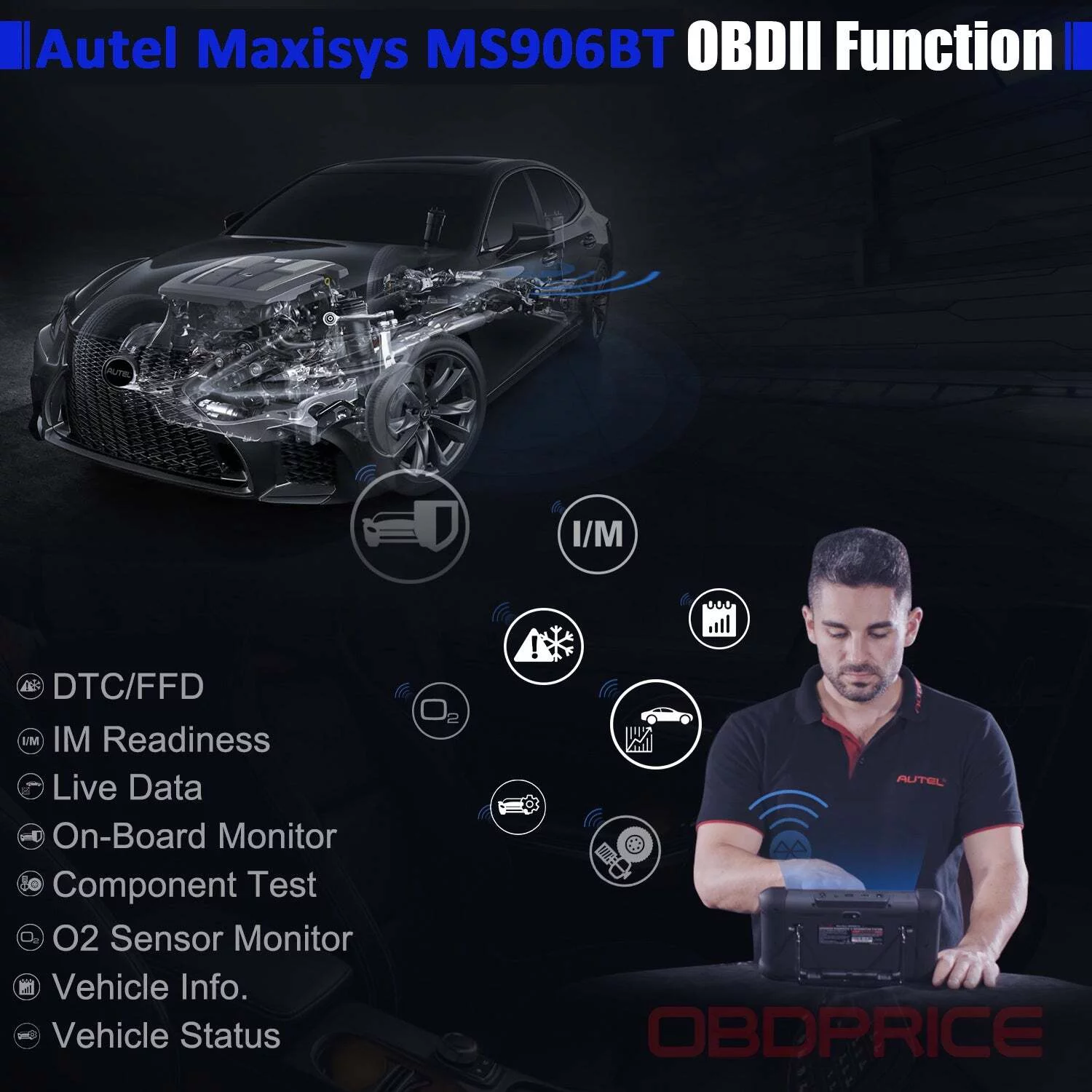 Autel Scanner MaxiSys MS906BT Auto Diagnostic Scan Tool, ECU Coding, Bi-Directional, Upgraded of MS906/ MK906BT