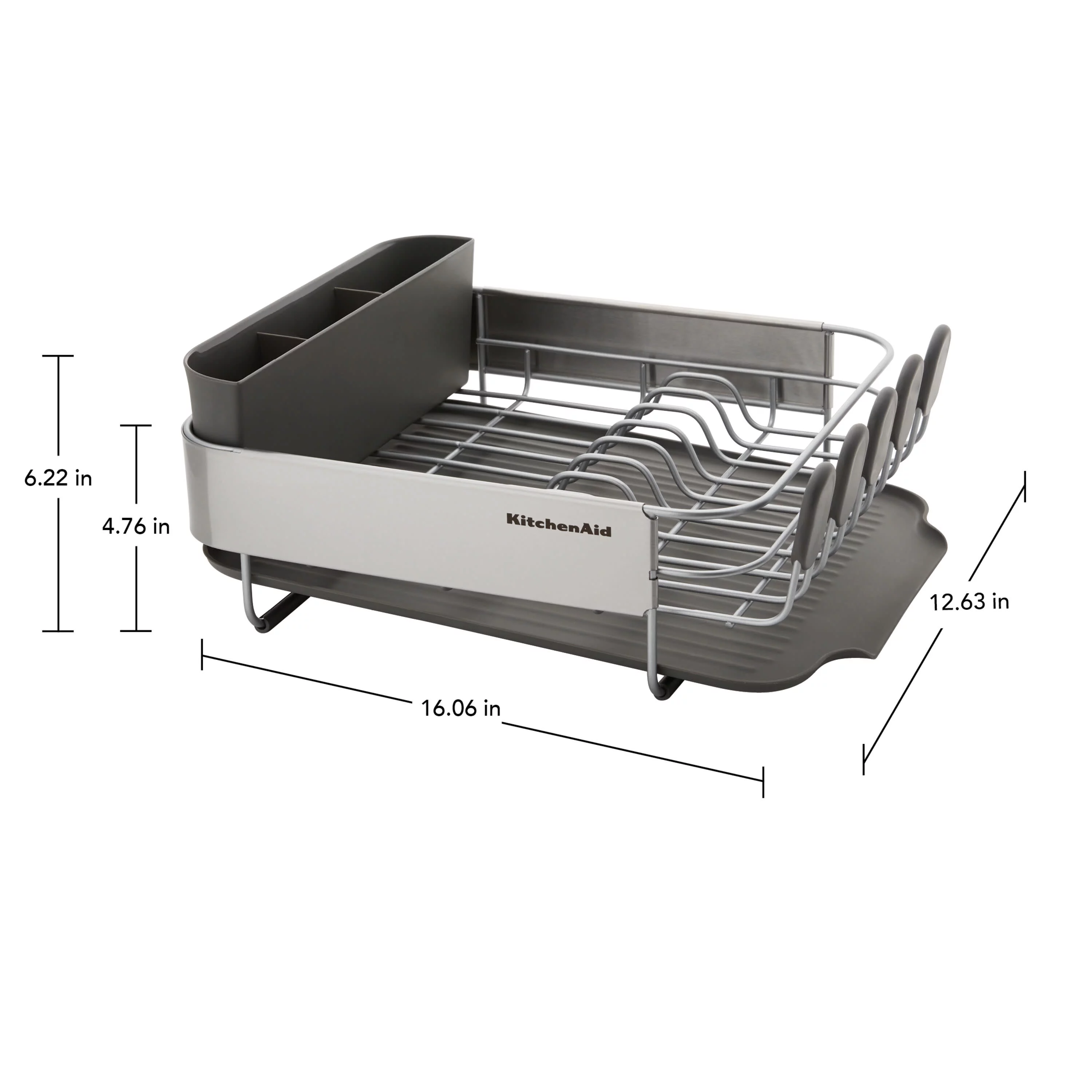 Kitchenaid Stainless Steel Wrap Compact Dish Rack in Satin Gray