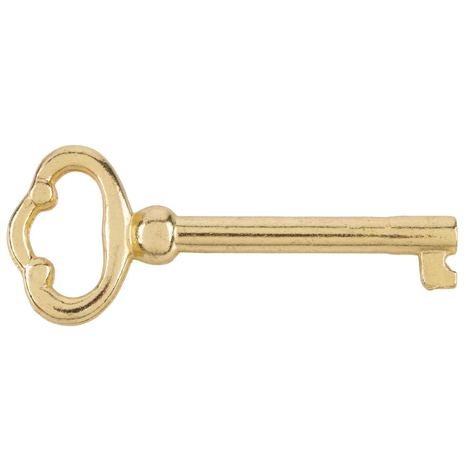 Hollow Barrel Brass Plated Skeleton Key For Antique Cabinet Doors
