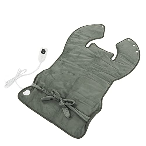 Electric Heating Pad for Back Neck and Shoulders, Grey Soft Back Heated Pads Plush Hands Free Design Heat Warps Washable Ergonomic Heated Pads Outline 6 Temperature Adjustment