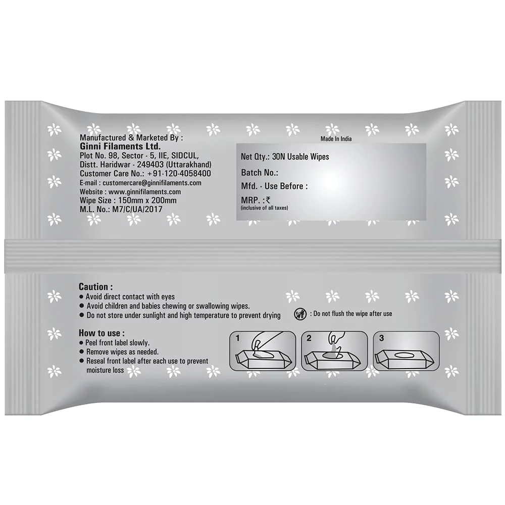 Ginni Clea Cleansing And Make-Up Remover Wet Wipes (Aloeveera)(Pack Of 5)(30 Wipes Per Pack)