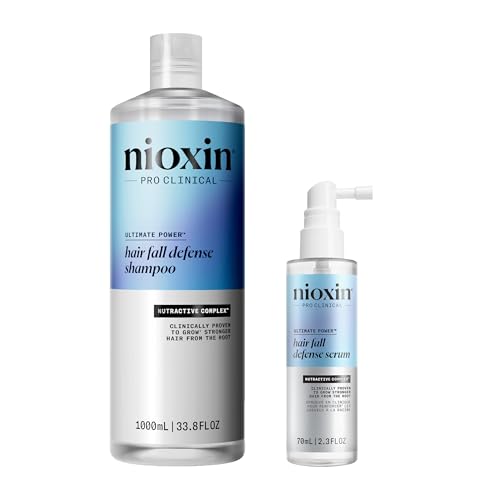 Nioxin Hair Fall Defense Shampoo | Activates Hair Follicles for Visibly Less Hair Loss | 33.8 Fl Oz + Nioxin Hair Fall Defense Intensive Daily Leave-In Hair Treatment | 2.3 Fl oz.