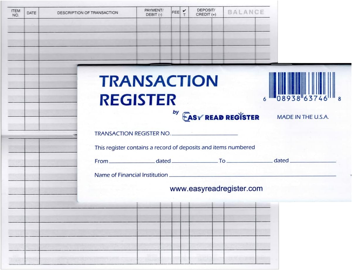Checkbook Registers, Made in The USA, for Personal Checkbook - Checkbook Ledger Transaction Registers Log for Personal or Business Bank Checking Account (18, 2024/2025/2026 Calendars)