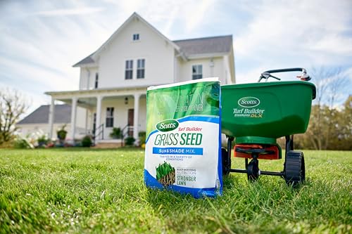 Scotts Turf Builder Grass Seed Sun & Shade Mix with Fertilizer and Soil Improver, Thrives in Many Conditions, 5.6 lbs.