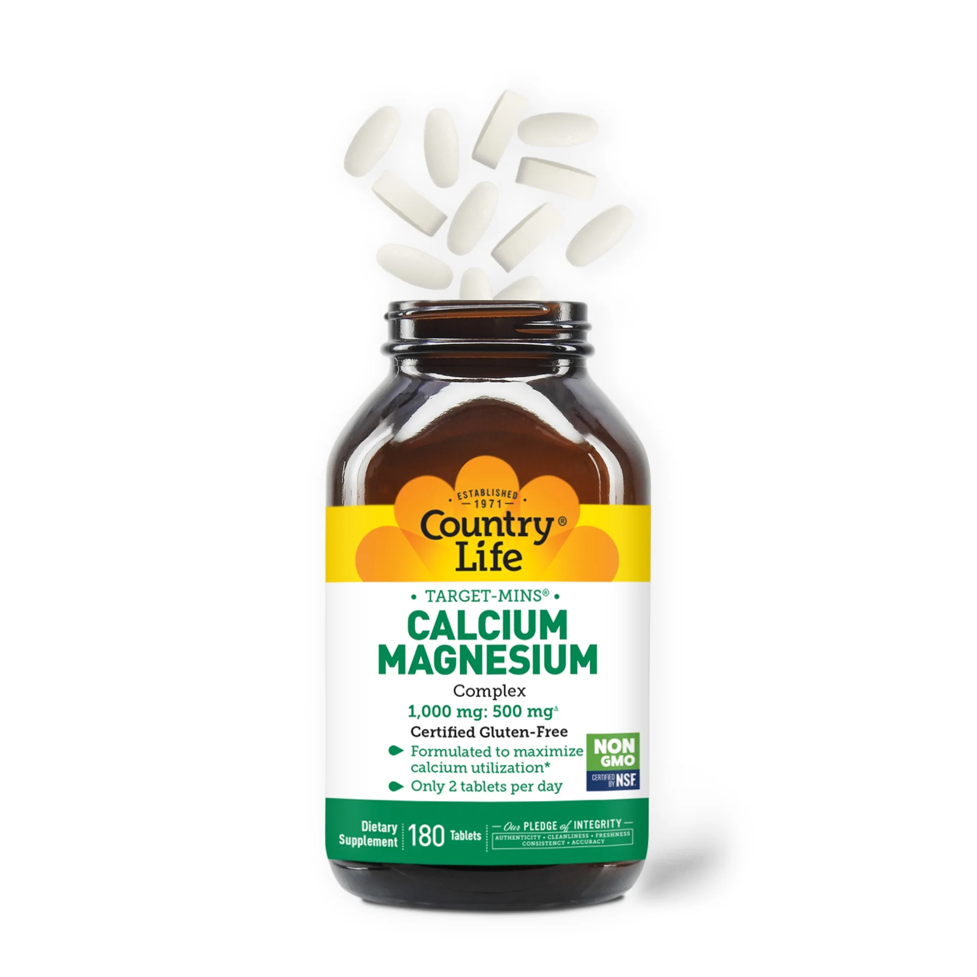 Country Life Target-Mins Calcium-Magnesium Complex, 1,000 mg, 180 Tablets (500 mg per Tablet)