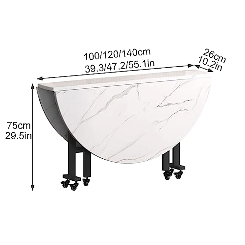 Round Folding Dining Table, Drop Leaf Kitchen Table for Small Spaces, Versatile Collapsible Extension Dinner Kitchen Office Desk Table, 6 Wheels, Space Saving Folding Kitchen Table (Color : Walnut,