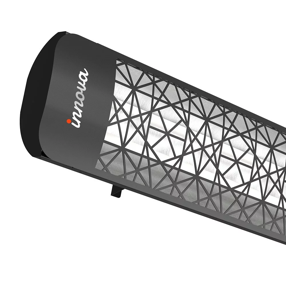 Innova-5000 Watt Electric Infrared Dual Element Heater-208 Voltage-Black Finish-Astra Decorative Fascia-Outdoor Wall Mount Electric Heater-EF50208B4