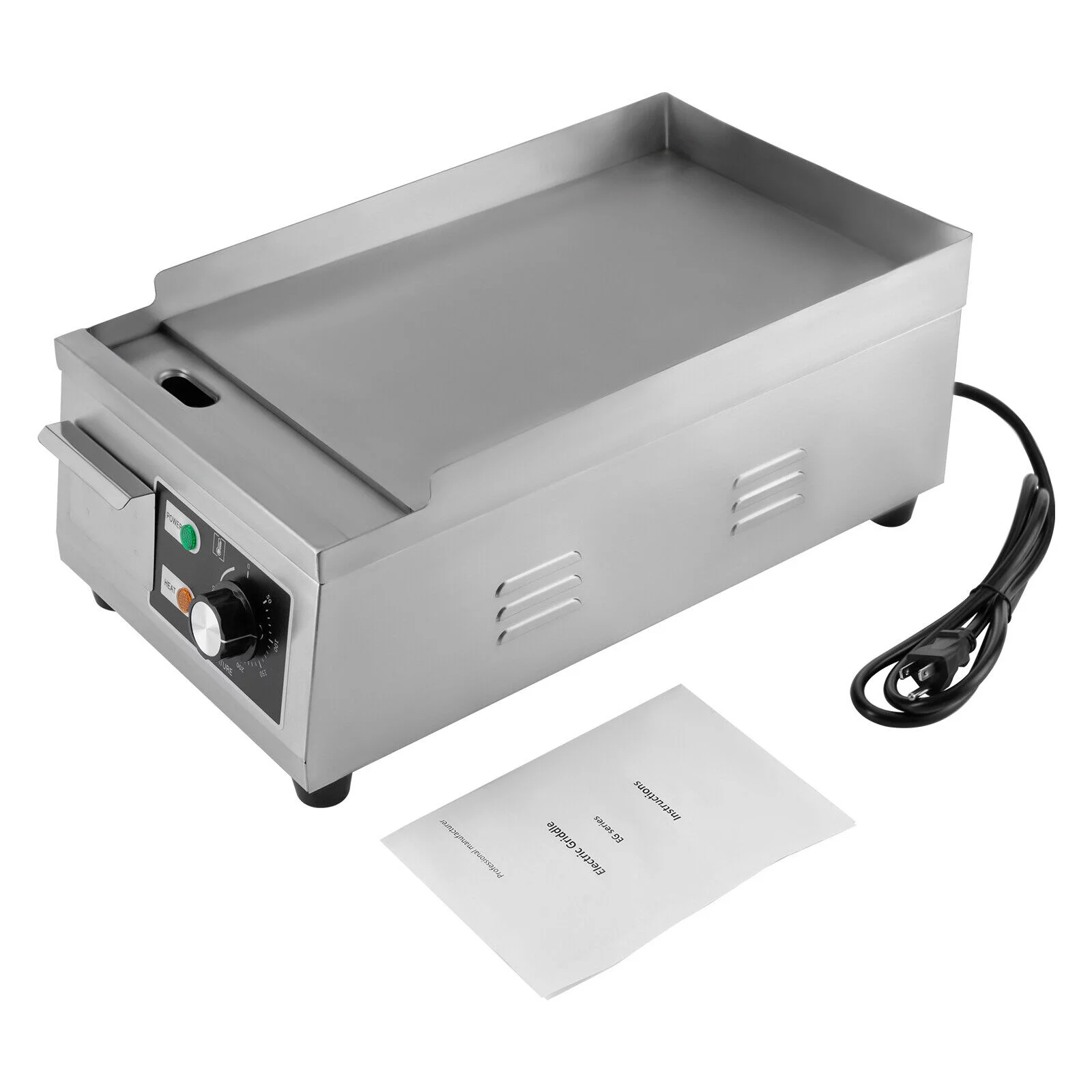 Commercial Electric Flat Top Grill Hot Plate Grill Countertop BBQ Griddle 1300W