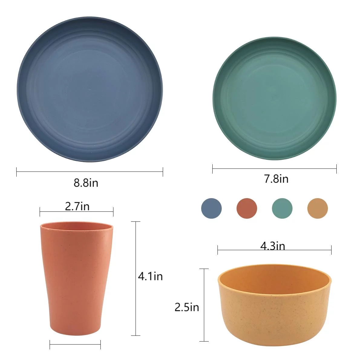 Logianis Wheat Straw Dinnerware Sets Unbreakable Reusable Microwave Plates and Bowls Sets 16 Piece