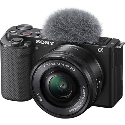 Sony ZV-E10 Mirrorless Camera with 16-50mm Lens Black ILCZV-E10L/B, 64GB Memory Card, Bag, Card Reader, HDMI Cable, Flex Tripod, Hand Strap, Memory Card Wallet, Cleaning Kit