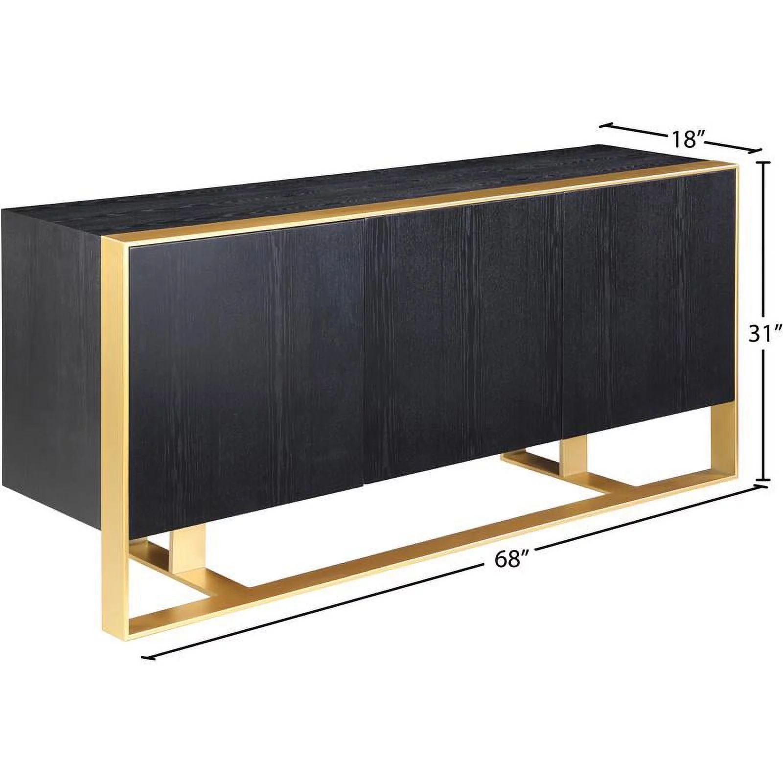 Meridian Furniture Sherwood Oak Wood Veneer Sideboard and Buffet in Black
