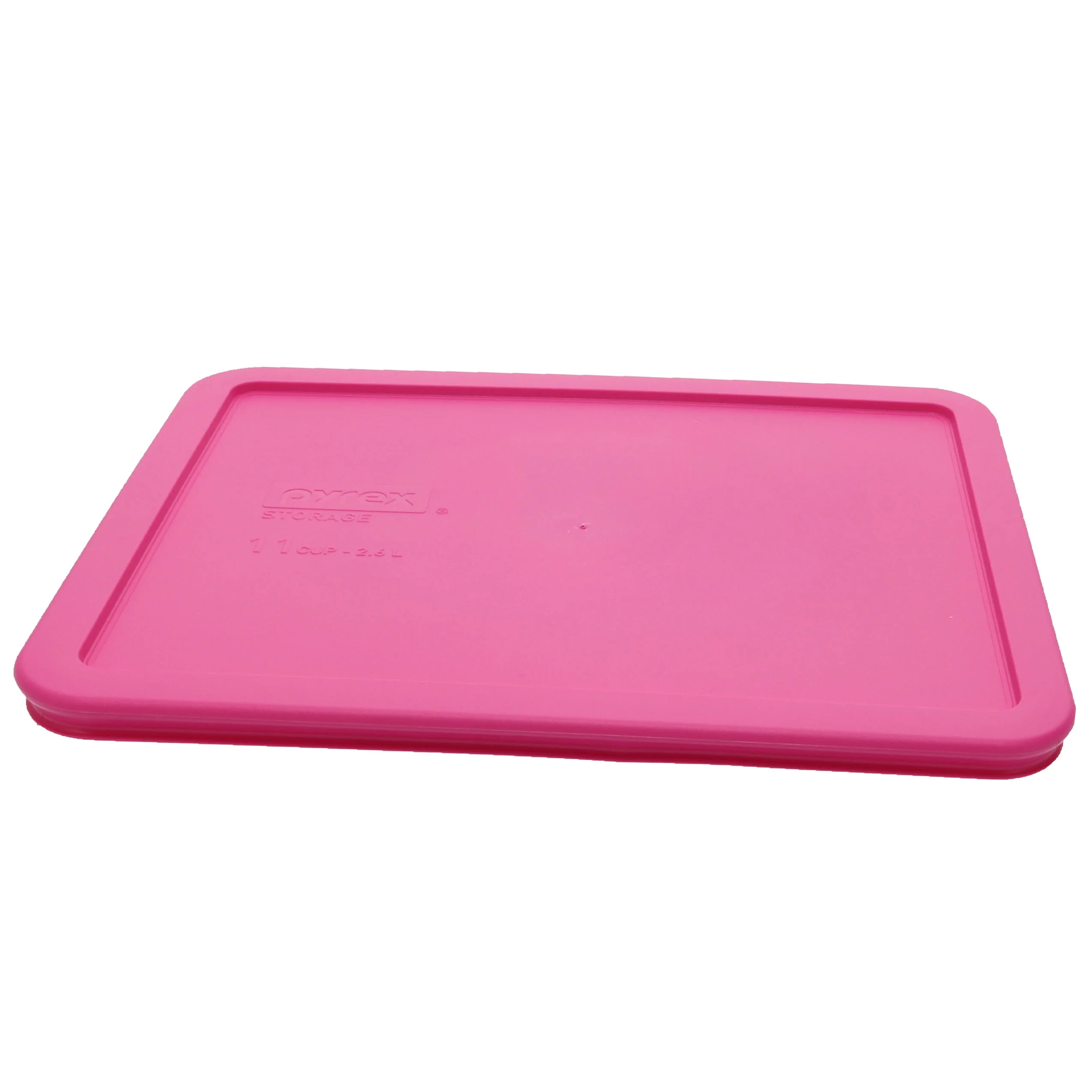 Pyrex 7212 11-Cup Rectangle Glass Food Storage Dish with 7212-PC Berry Pink Plastic Lid Cover