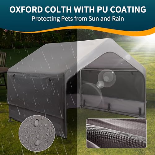 Dog Tent Outdoor, Extra Large Dog House Outside, Big Dog Shade Shelter Waterproof Weatherproof Doghouse Canopy with Ground Nails, Sun Rain Cover for Pet Cat Livestock, 4'x 4'x 3.3', Gray