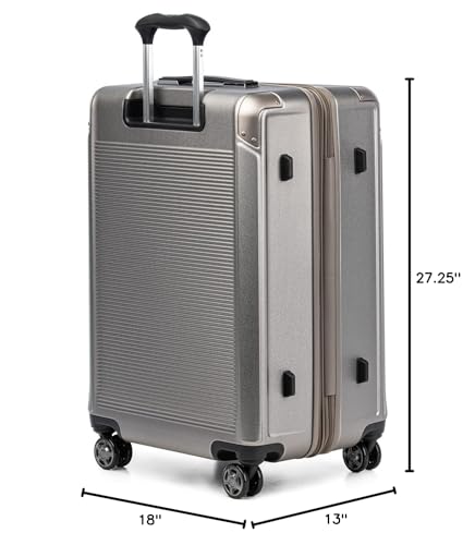 Travelpro Platinum Elite Hardside Expandable Carry on Luggage, 8 Wheel Spinner, TSA Lock, Hard Shell Polycarbonate Suitcase, Metallic Sand, Compact Carry on 20-Inch