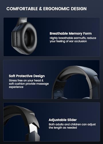 EKSA E1000 Gaming Headset, Computer Headphones with Noise Canceling Mic & RGB Light, 7.1 Surround Sound, Compatible with PC, PS4 PS5 Console, Laptop (Blue)