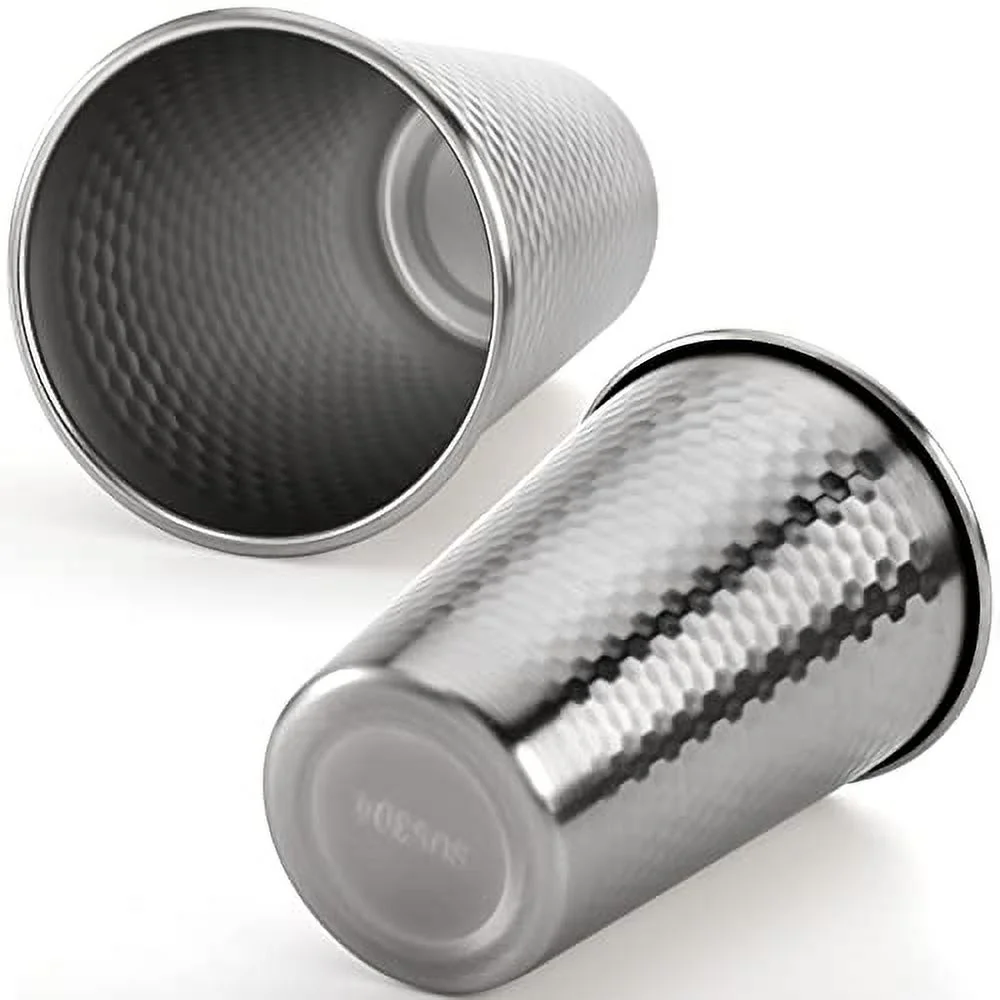 4 Pack Stainless Steel Pint Cups 17 OZ Unbreakable Water Tumbler Metal Cups