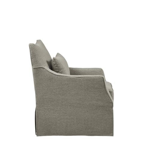Martha Stewart London Swivel Chair - Solid Wood & Plywood, Skirted Metal Base Accent Armchair, Lumbar Pillow -Modern Classic Family Room Sofa Furniture Bedroom Lounge, 28