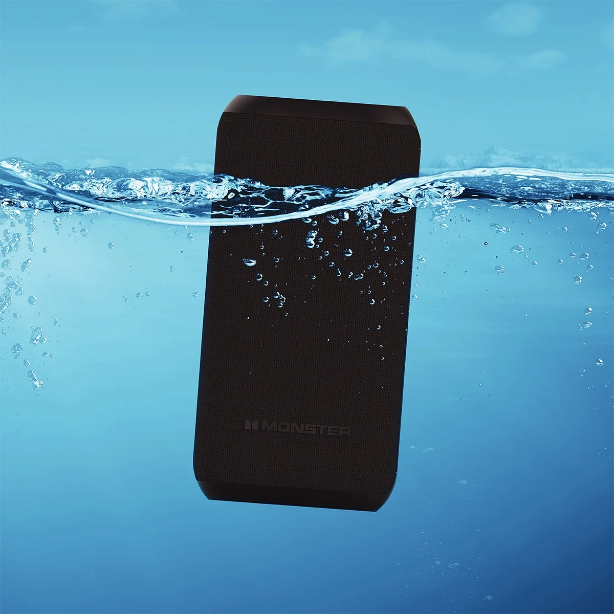 Monster DNA MAX Waterproof Bluetooth Speaker with Qi Wireless Charging Pad & Reverse USB-C Charging (Black)