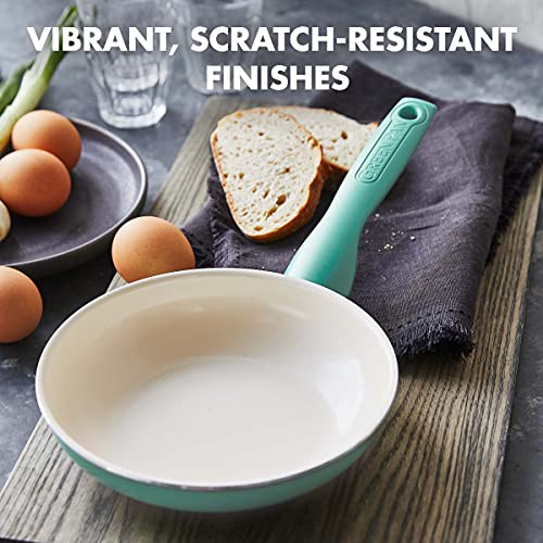 GreenPan Rio Healthy Ceramic Nonstick 10 inch Frying Pan Skillet, PFAS-Free, Dishwasher Safe, Turquoise