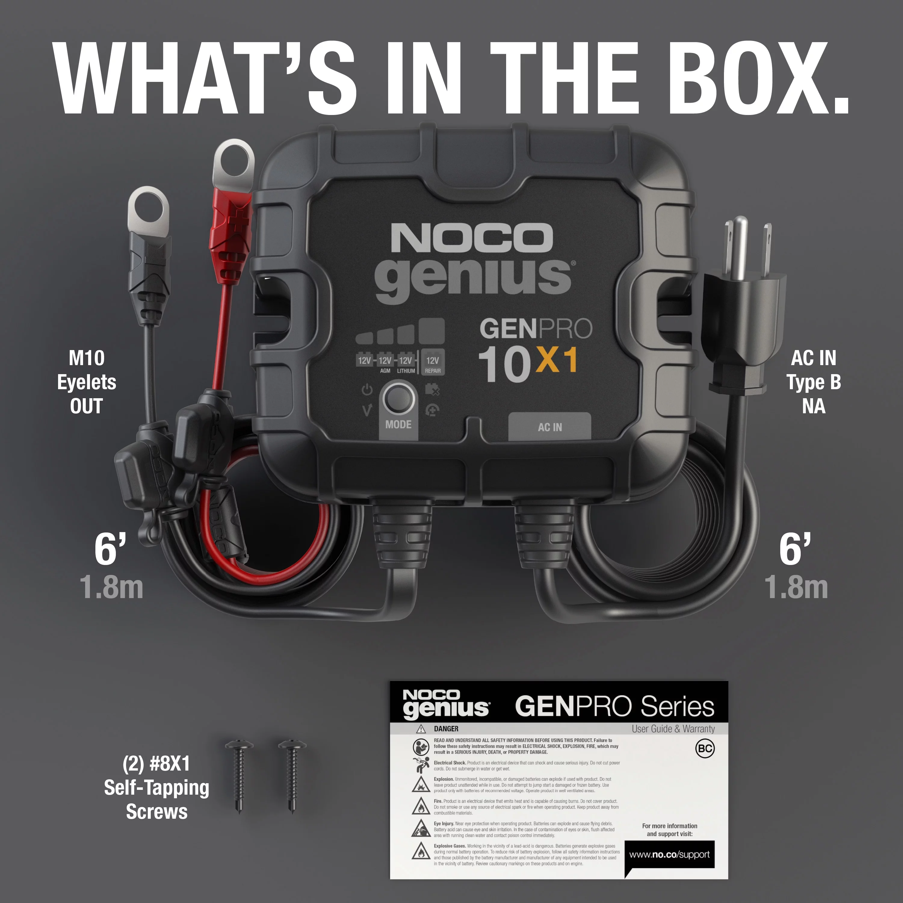 NOCO Genius GENPRO10X1 1-Bank 10A (10A/Bank) 12V Onboard Battery Charger