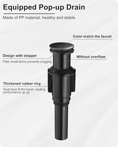 Vessel Sink Faucet, Oil Rubbed Bronze Waterfall Bathroom Sink Faucets, Brass Tall Bathroom Faucet Vanity Faucet 1 Hole Restroom Faucet Single Handle with Pop-up Drain Supply Hose