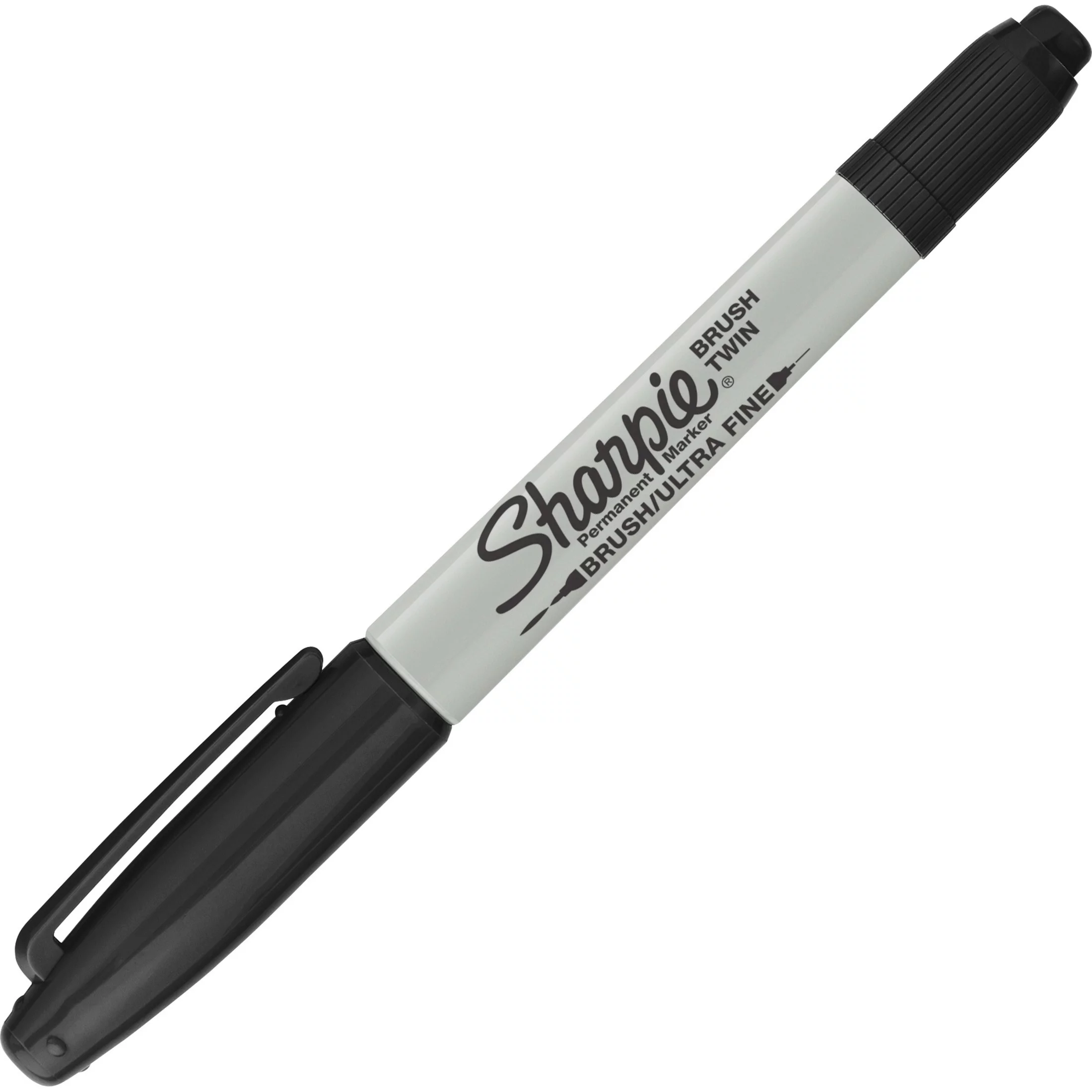 Sharpie Brush Twin Permanent Markers, Ultra Fine Point, Blk, 12/DZ (SAN2151734)
