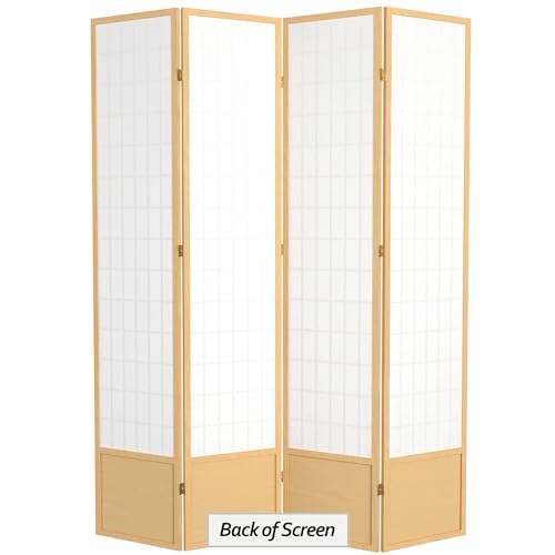 Red Lantern 7 ft. Tall Window Pane Shoji Screen-White-3 Panels Room Divider