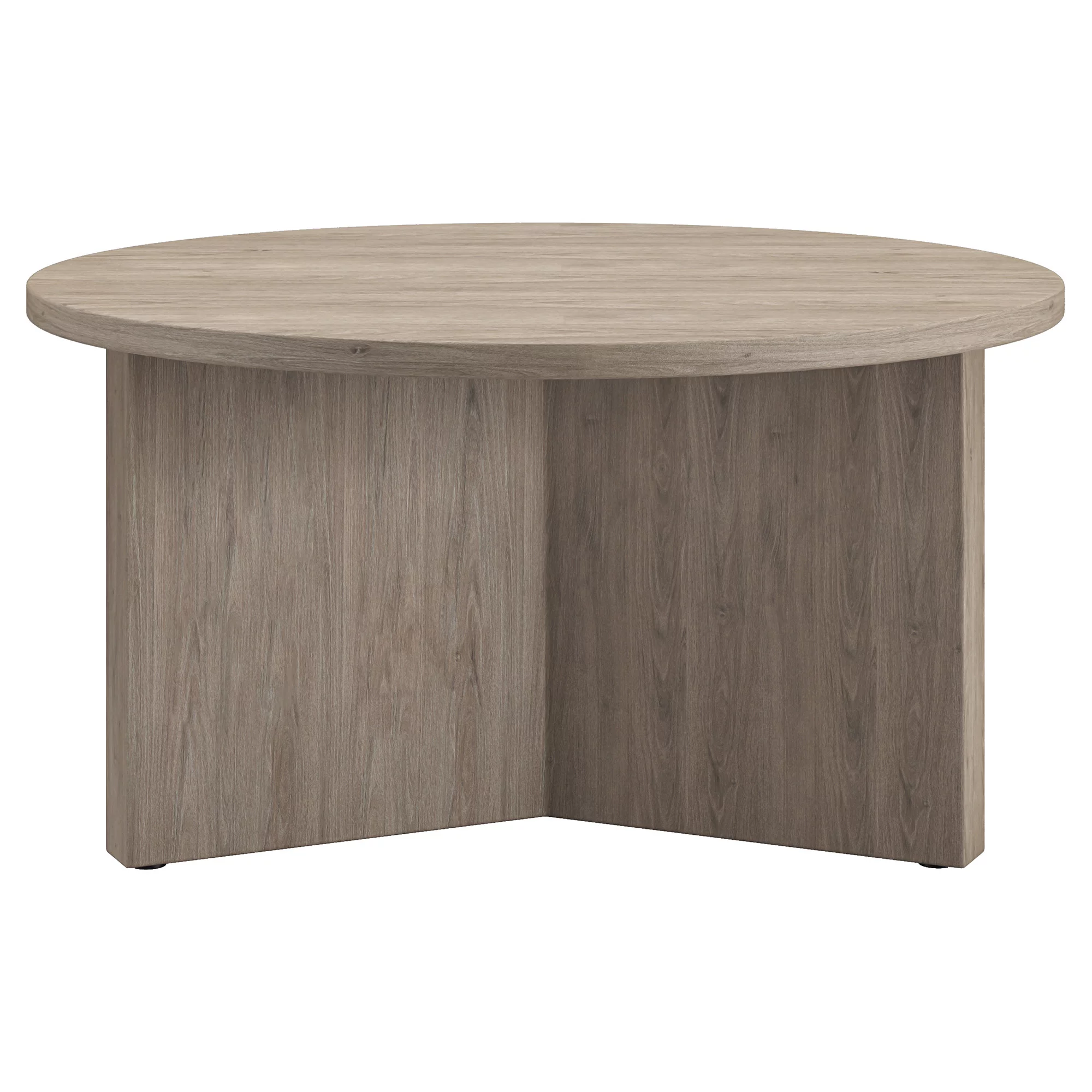 HomeRoots  32 in. Grey Grain Round Coffee Table