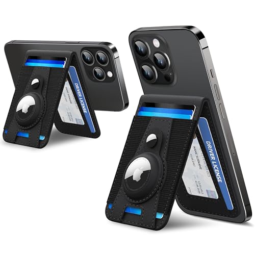 TopMade 3-in-1 MagSafe Wallet with AirTag Holder, for iPhone Wallet with Adjustable Stand, Open ID Window, Magnetic Wallet for iPhone 15/14/13/12 Series, for Magsafe Wallet Airtag, White