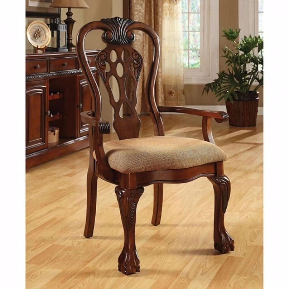 George Town Traditional George Town Arm Chair, Set of 2, Cherry Finish- Saltoro Sherpi
