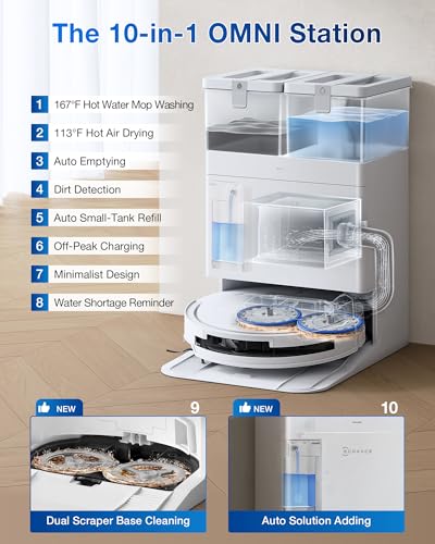 ECOVACS DEEBOT T50 MAX PRO Omni Robot Vacuum and Mop, 18,500Pa Suction, 18mm Auto-Lift, ZeroTangle &TruEdge 2.0, AIVI 3.0 Obstacle Avoidance, Auto Hot Water Mop Wash/Dry/Refill, Self-Emptying