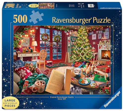Ravensburger Cozy Christmas - 500 Piece Large Format Puzzle for Adults - Warm Holiday Gathering - Perfect for Winter Evenings