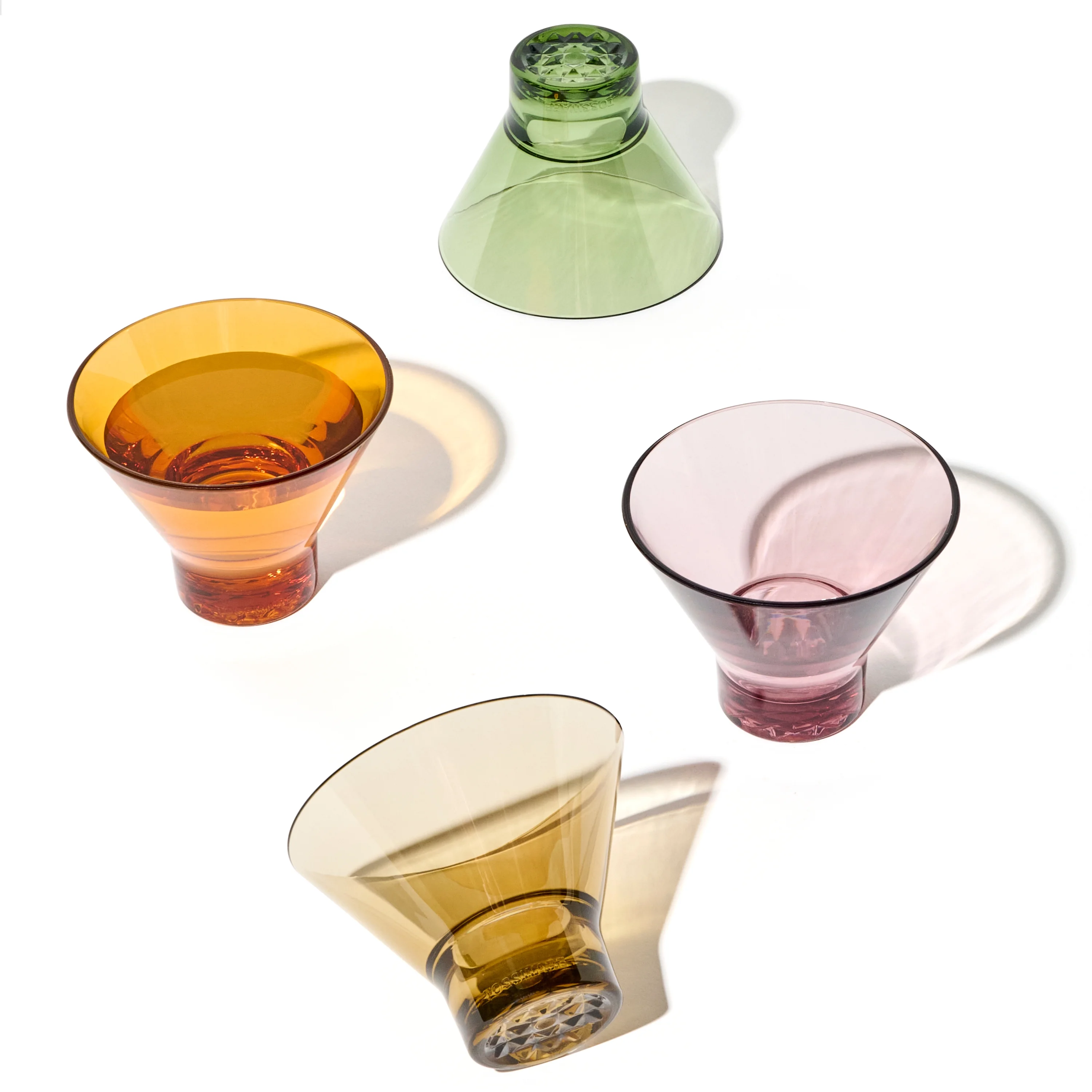 TOSSWARE RESERVE 8oz Stemless Martini Tritan™ Copolyester Glass - Mixed 4 Pack