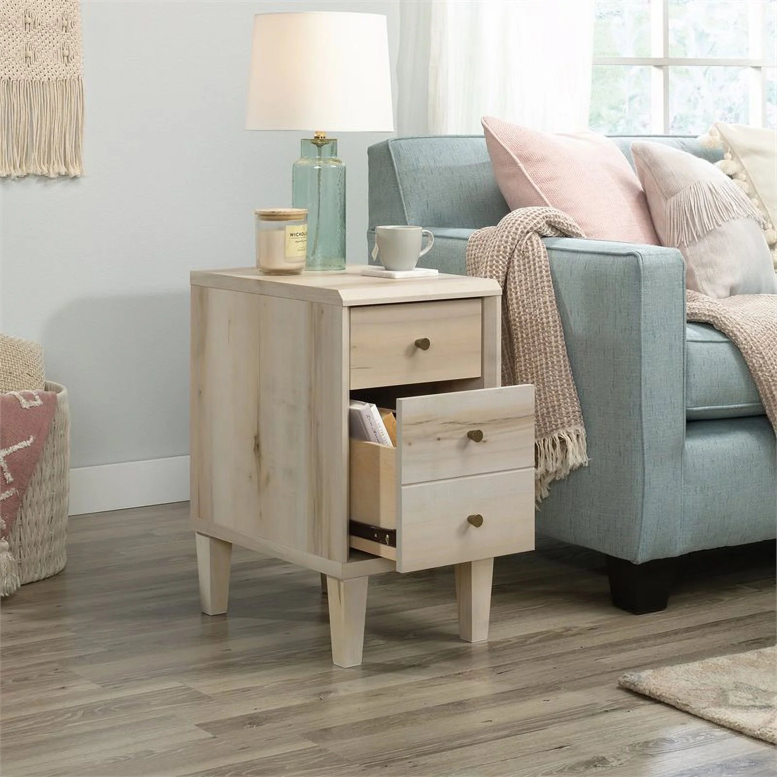 Pemberly Row 2 Drawers Modern Engineered Wood End Table in Maple
