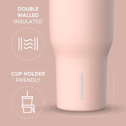 Hydrapeak Nomad 24 oz Tumbler with Handle and Straw Lid, Leakproof, Double Insulated, 24oz Cup Stainless Steel (Blush)