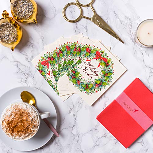Papyrus Petite Holiday Cards Boxed with Envelopes, Wonderful Holiday, Wreath (20-Count)