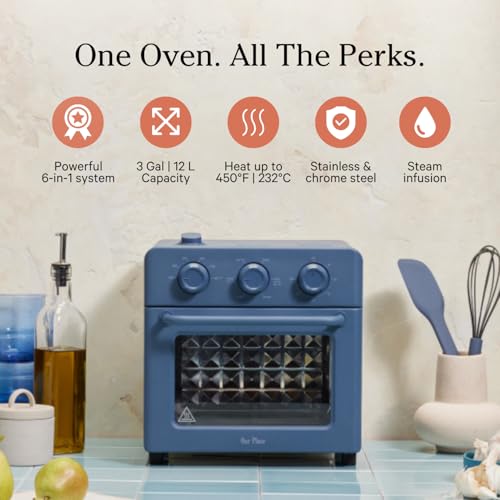 Our Place Wonder Oven | 6-in-1 Air Fryer & Toaster Oven with Steam Infusion | Compact, Countertop Friendly, Fast Preheat, Multifunctional | Air Fry, Toast, Roast, Bake, Reheat & Broil | Char