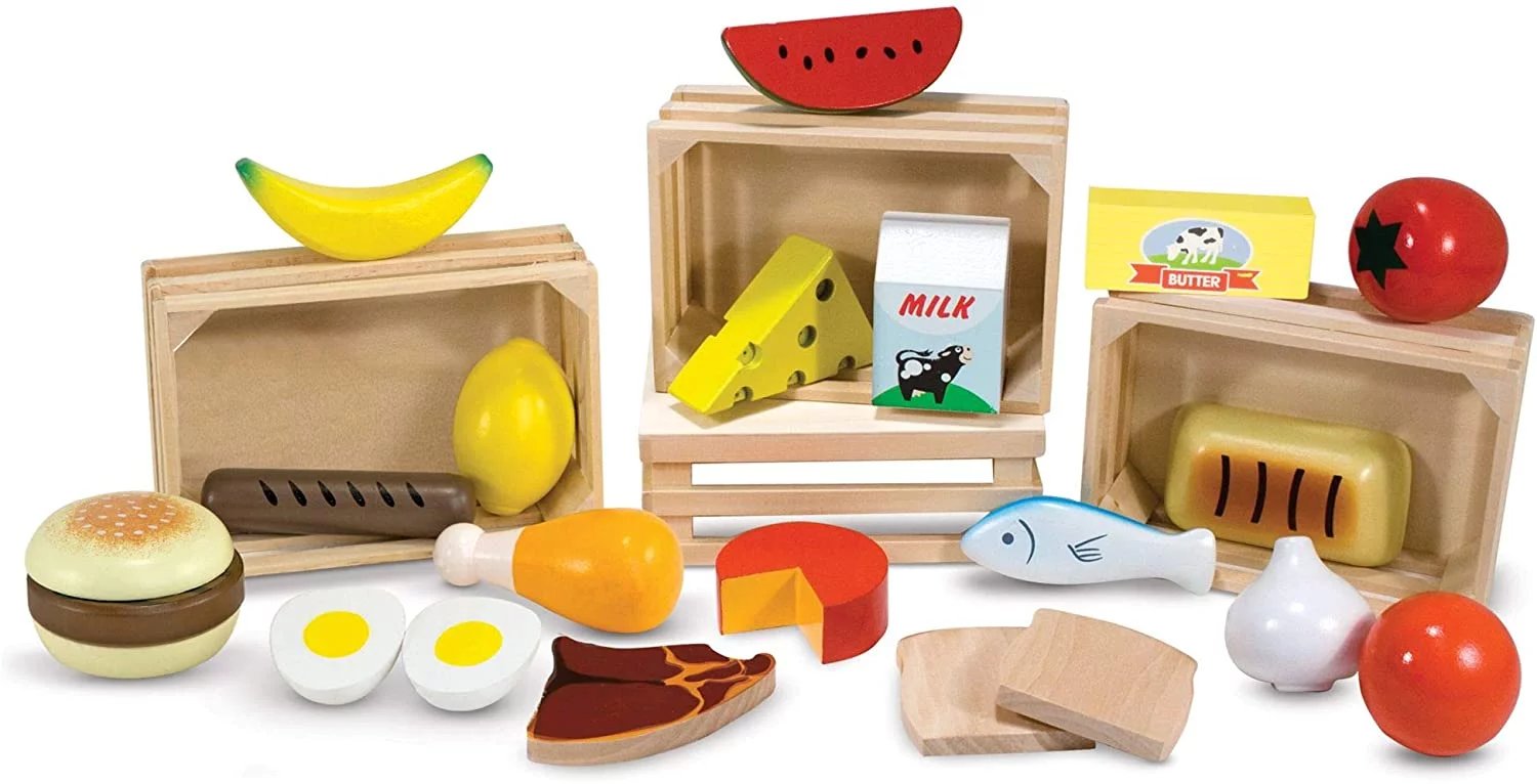 Melissa & Doug Food Groups - 21 Wooden Pieces and 4 Crates