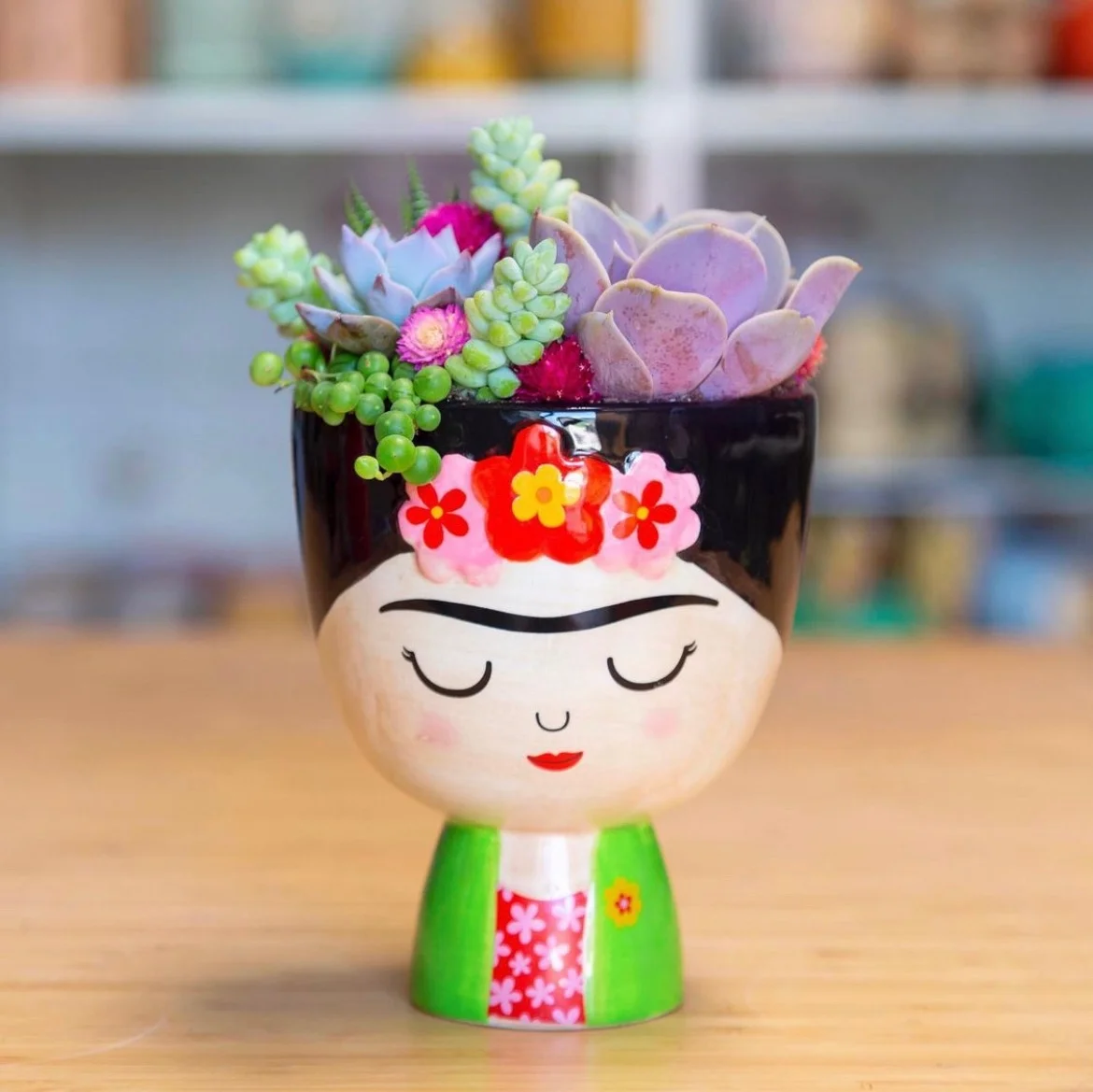 Frida Kahlo Planter Pot , People Planter, Facepot Planter, Cute Planter Pot