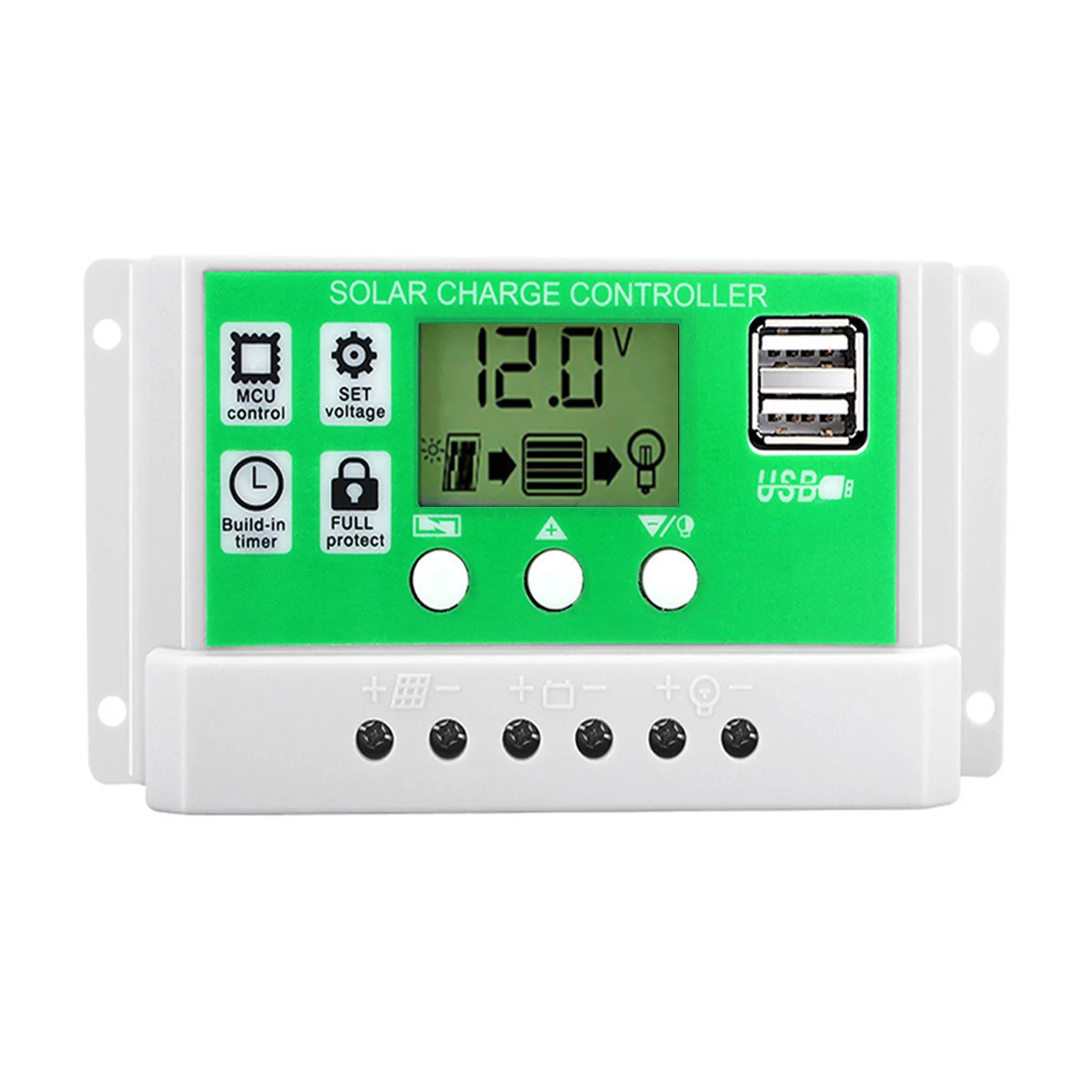 Ametoys Solar Controller 12V/24V Auto PWM, LCD Display, Dual USB 5V Output - Optimal Power Control for Solar Energy Systems