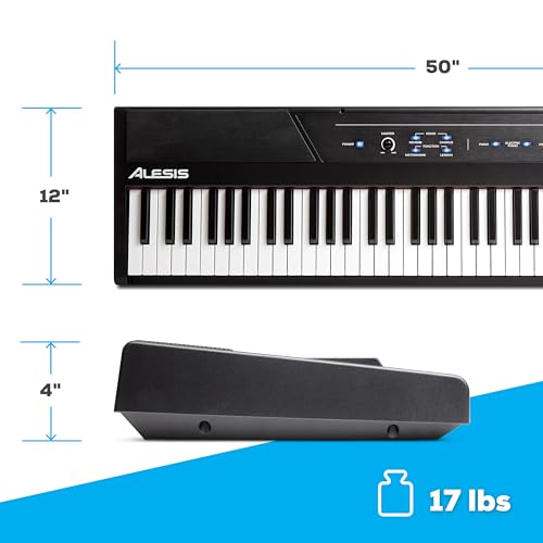 Alesis Recital – 88 Key Digital Piano Keyboard with Semi Weighted Keys, 2x20W Speakers, 5 Voices, Split, Layer and Lesson Mode, FX and Piano Lessons